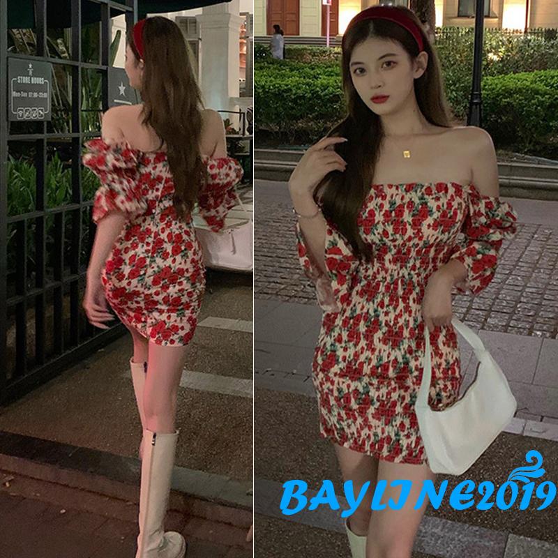 Đầm Ôm Dáng Tay Lửng Cổ Vuông In Họa Tiết Hoa Dành Cho Nữ