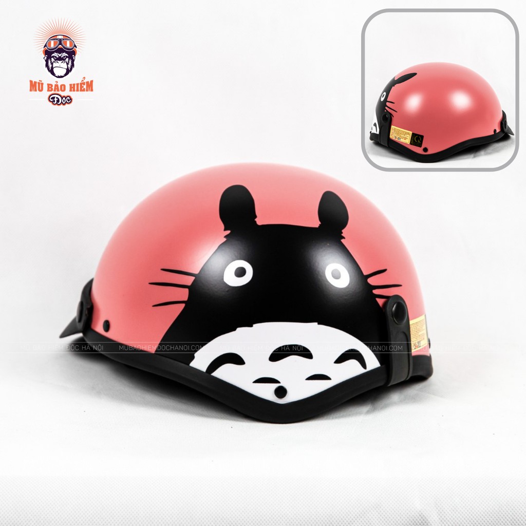 Mũ Bảo Hiểm HR1 Totoro Hồng (Kèm Kính)  - Mũ Bảo Hiểm Nửa Đầu Thiết Kế Tiêu Chuẩn