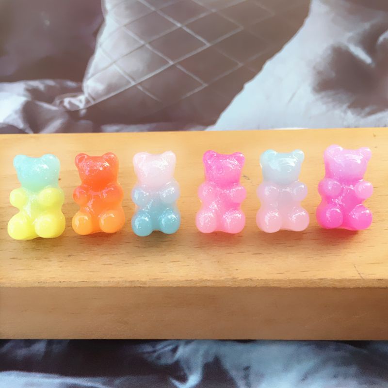 6 Đôi Bông Tai Hình Gấu Gummy Bằng Resin Màu Kẹo Ngọt Thời Trang