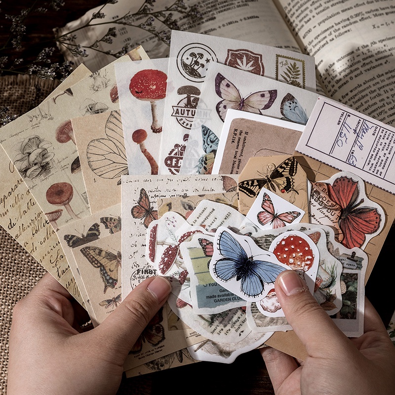 Set 30 sticker cổ điển  momo bộ sưu tập retro nhãn dán 12 phong cách vintage trang trí scrapbook/sổ lưu niệm