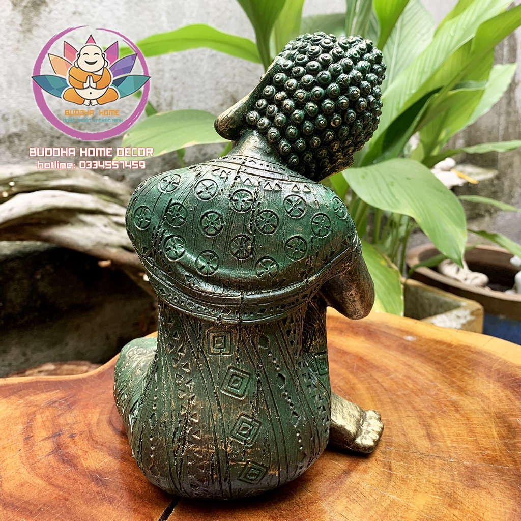 Tượng Phật An Nhiên đá xanh lá cây đồng cổ phong thủy thờ cúng