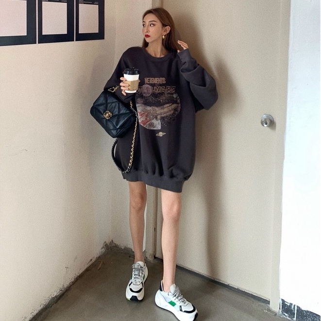 Áo Sweatshirt Tay Dài Cổ Tròn Dáng Rộng In Họa Tiết Phong Cách Hàn Quốc Thời Trang Mùa Thu Cho Nữ | BigBuy360 - bigbuy360.vn