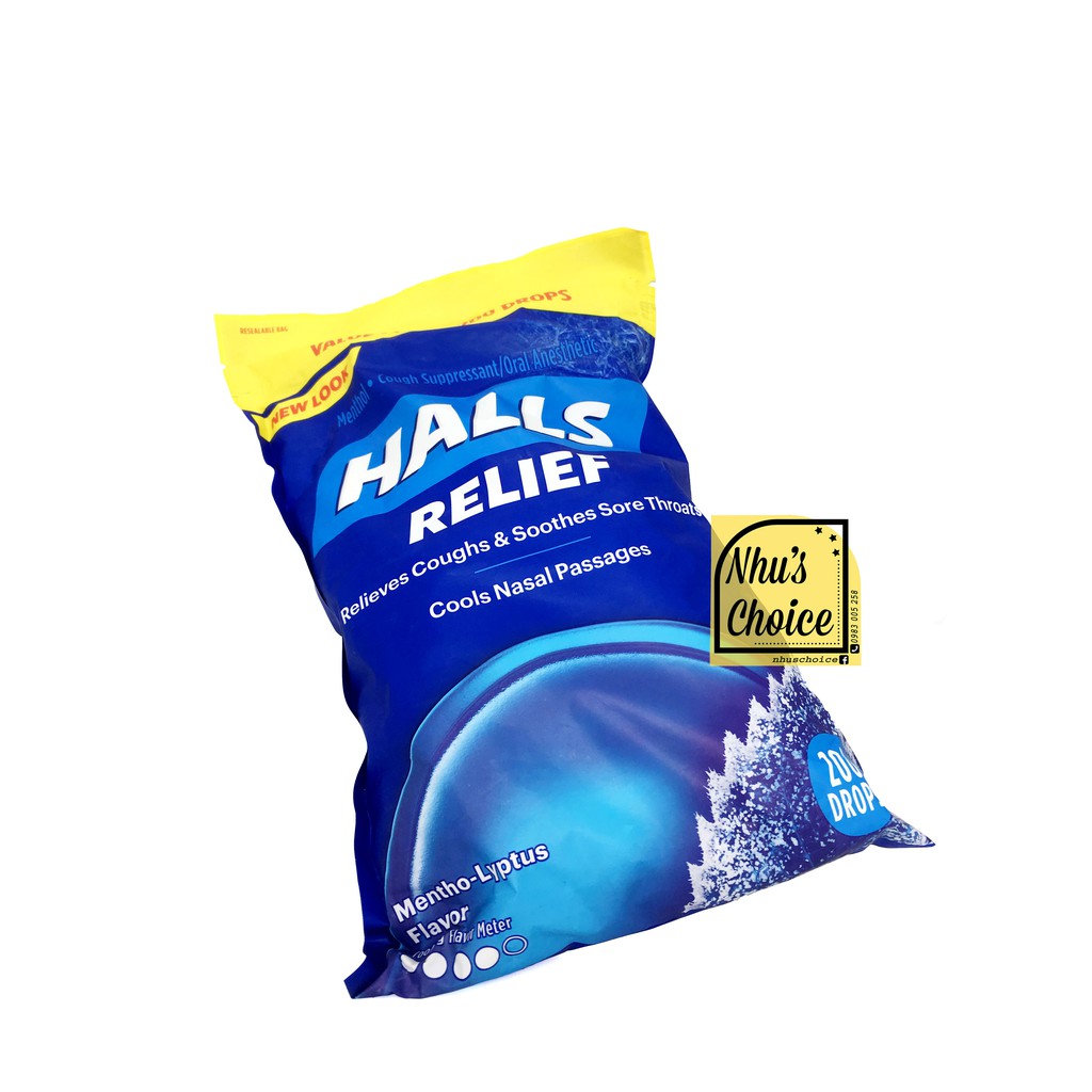 [Hàng Mỹ Nhu's Choice] Kẹo ngậm Halls Cough Drops Mỹ, vị Chanh mật ong Honey Lemon/ Cherry/ The Lyptus.