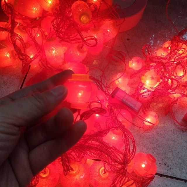 Bộ lồng đèn đỏ trang trí lễ tết chớp - không chớp ( Có đầu nối )