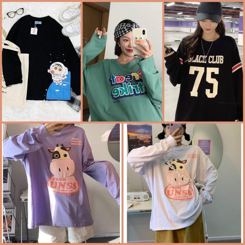 Áo phông rộng tay dài siêu cute