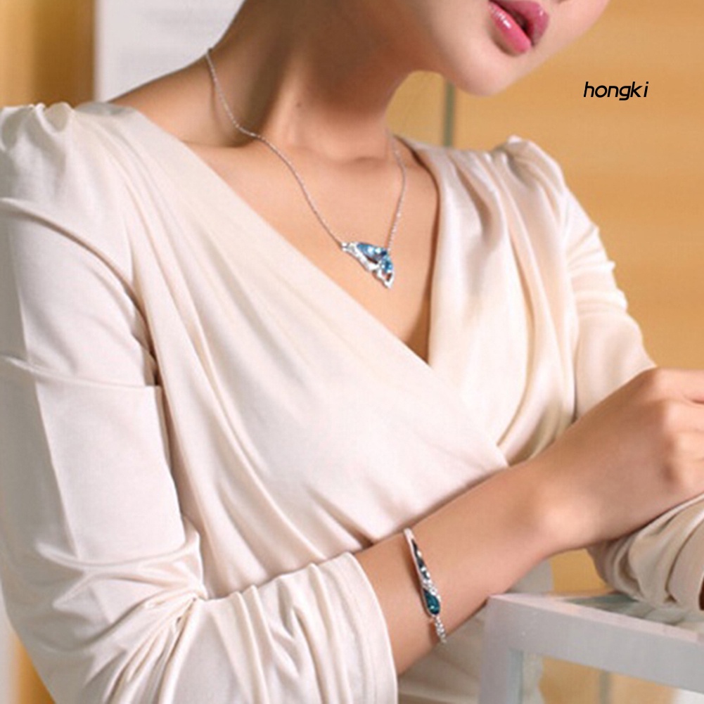 Set Vòng cổ + Bông Tai + Vòng Tay Hình Bướm Đính Đá Thời Trang Cho Nữ