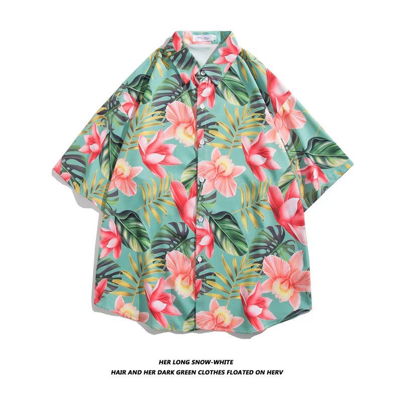 Áo Sơ Mi Đi Biển Tay Ngắn In Họa Tiết Hoa Phong Cách Hawaii 10 Kiểu Cho Nam Nữ M-3XL
