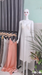 Đầm maxi hai dây cổ v lưng đổ
