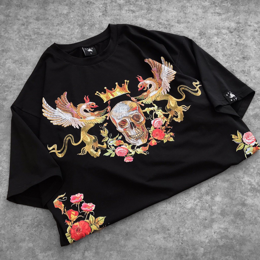 Áo thun in hình đầu lâu Floral Skull, áo phông T shirt ngắn tay nam nữ unisex, Odin Clothing