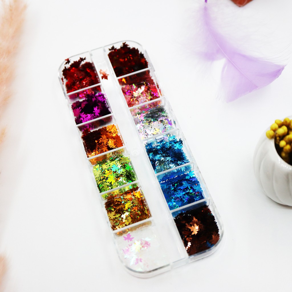Lá phong ẩn bột trang trí móng làm nail phụ kiện trang trí móng Jeliva Chính Hãng