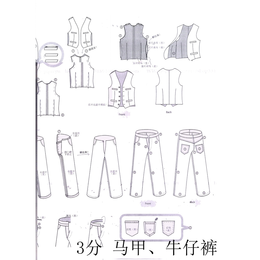 Rập may đồ búp bê BJD - Vest boy 1/4 -1/3