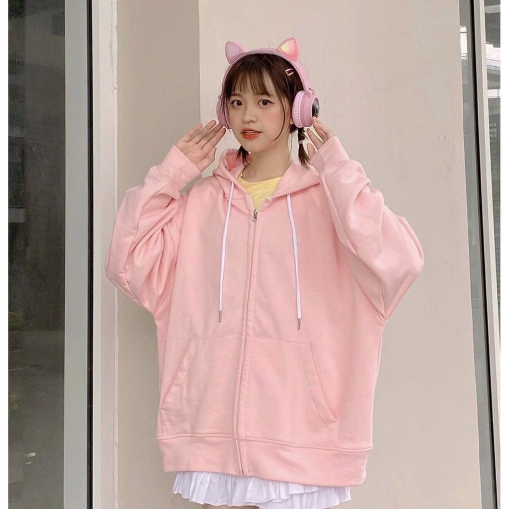 Áo khoác nỉ Trơn PE Dây Kéo hoodie form rộng Ulzzang Unisex áo nỉ nam nữ AN2 Guvia