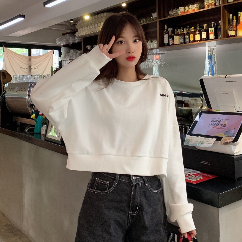 ❤️❤️Áo Sweater croptop tay dài dáng rộng thiết kế trẻ trung nữ | BigBuy360 - bigbuy360.vn