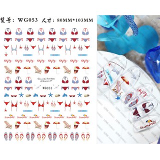 Sticker dán móng chủ đề mùa hè bikini sao biển