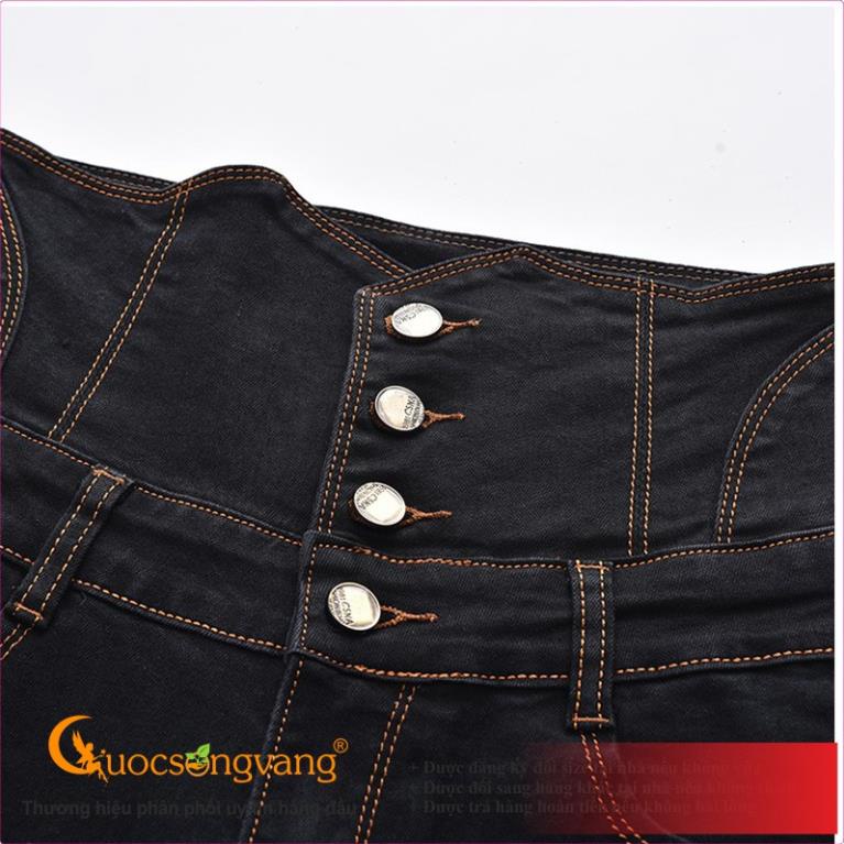 Quần nữ quần jean nữ lưng cao dây đeo tháo rời nhiều nút GLQ027 đen Cuocsongvang -CS6