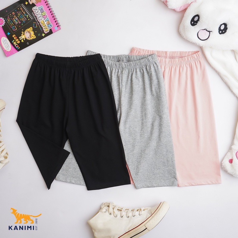 Quần legging đùi trơn basic bé gái 3-9Y