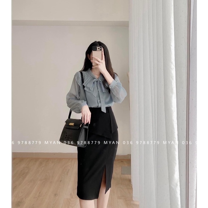 Chân váy dài công sở ulzzang,chân váy dáng dài midi qua gối xẻ cạnh lưng cao che khuyết điểm chất liệu an toàn ST219
