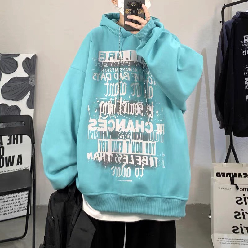 Áo Hoodies Nam Chui Đầu Nón Lớn In Hình Chữ Độc Đáo Form Rộng Che Nắng Tốt NEW UNISEX