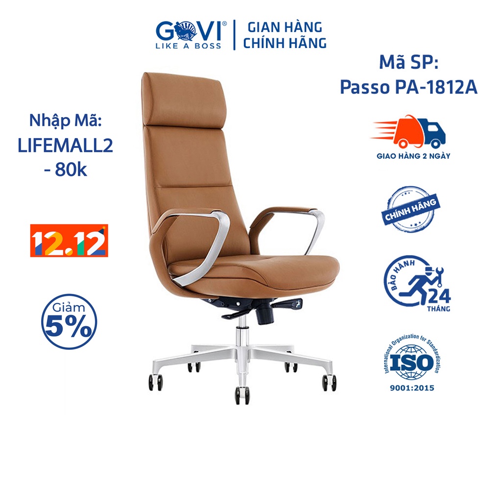 Ghế lãnh đạo GOVI Passo PA-1812A Da bò Italy nhập khẩu