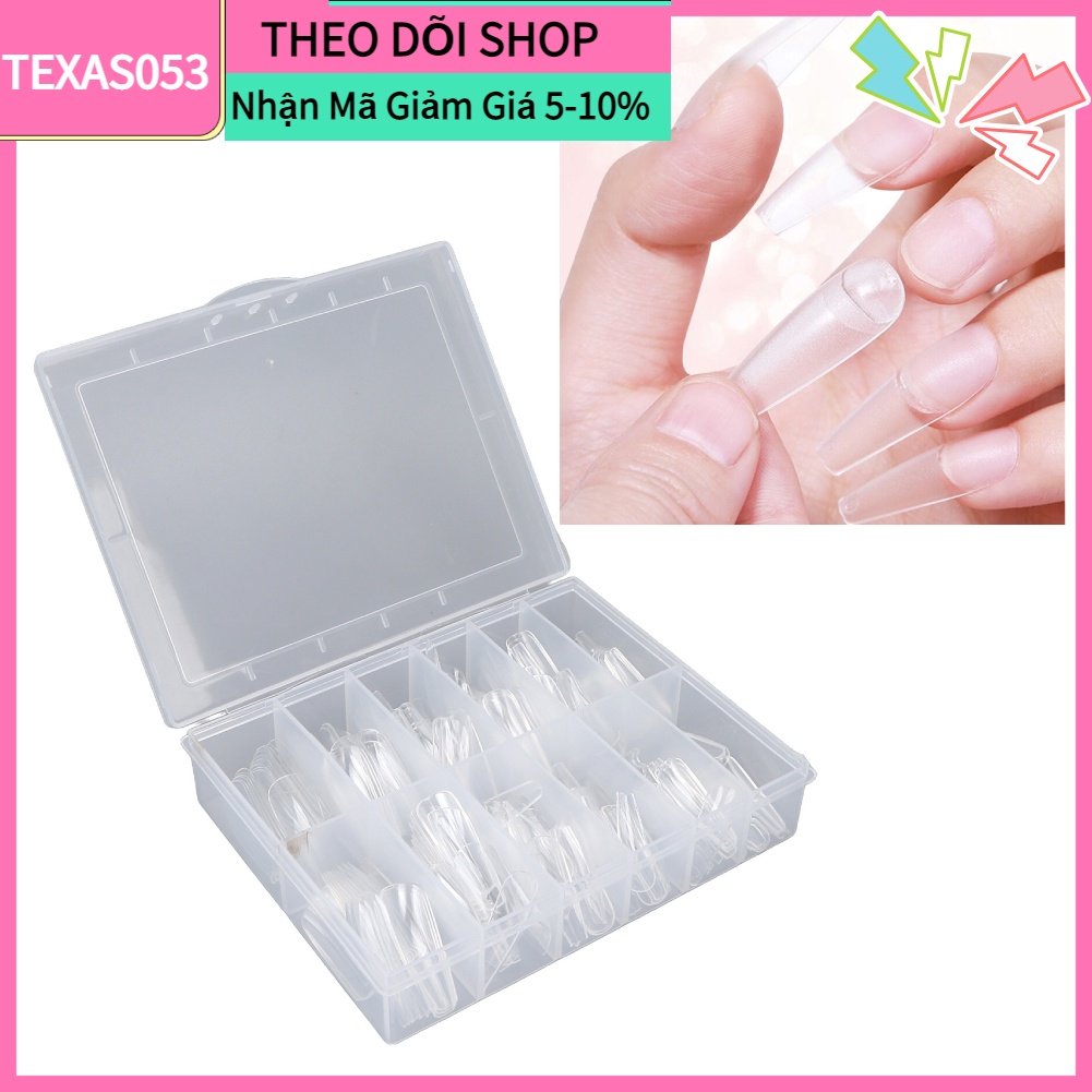 [Hàng mới về] Set 240 móng tay giả trong suốt siêu mỏng kiểu ba lê tiện dụng