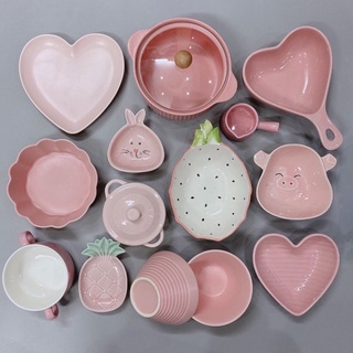 🍑Tách lẻ các món bát đĩa set hồng🍓