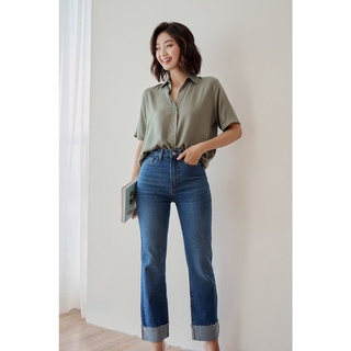 OLV - Quần Raw Hem Wide Leg Jeans
