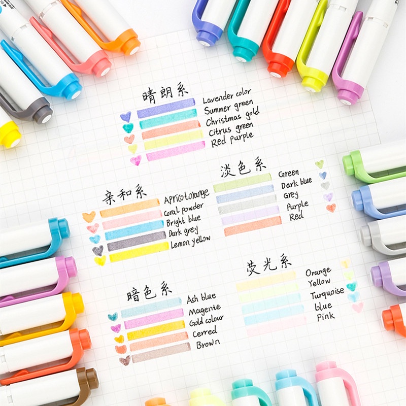 Bút Đánh Dấu Hai Đầu Mềm Mại Với 25 Màu Tùy Chọn