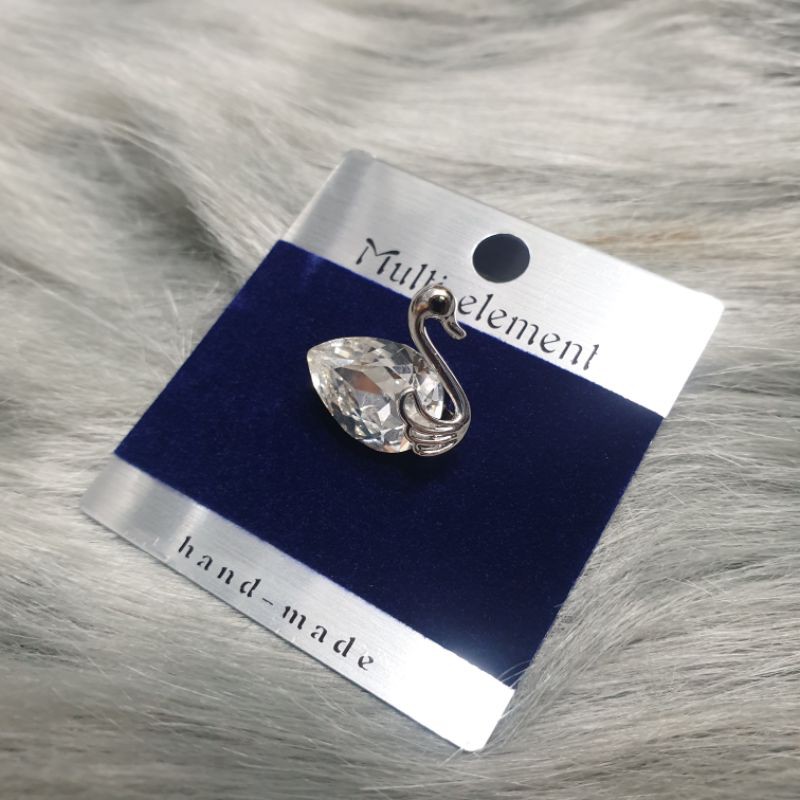 Ghim Cài Áo Đá Rhinestone Thiên Nga