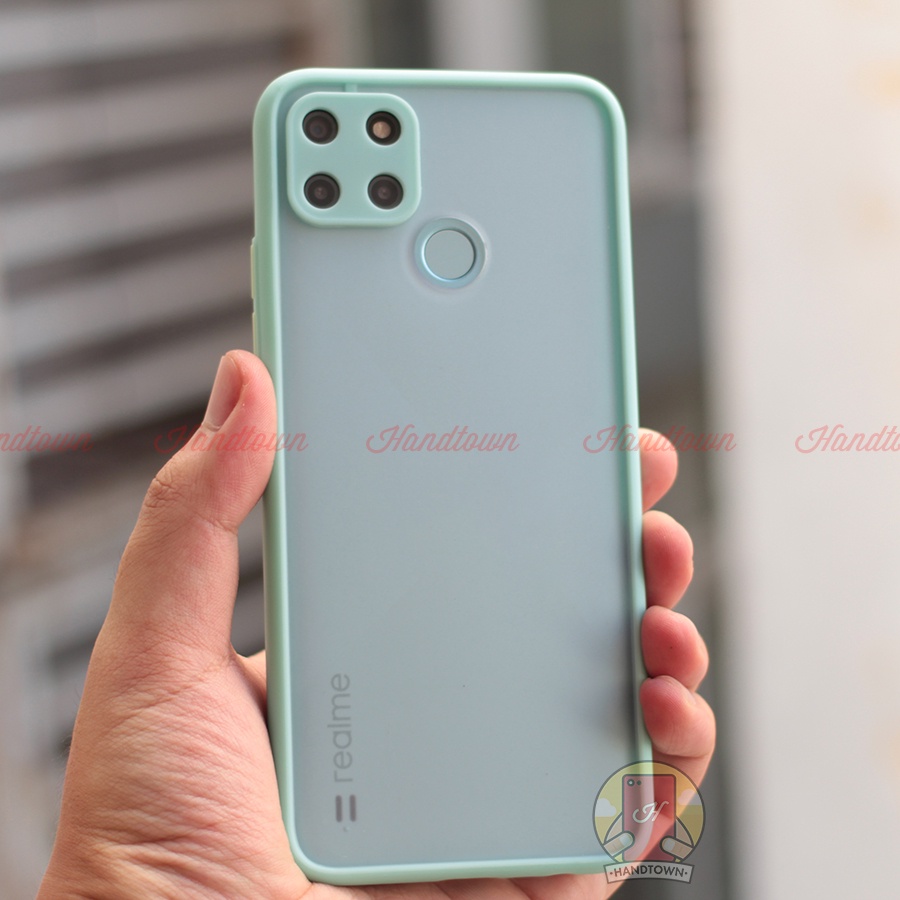Ốp Lưng Nhám Realme C21Y C21 C20 C25 C11 C12 C15 C17 2020 2021 Viền Màu Thời Trang TPU Chống Sốc Viền Dẻo Lưng Cứng