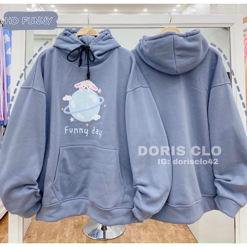 Áo Hoodie tay phồng chất nỉ bông form rộng thoải mái FUNNY DAY cực xinh