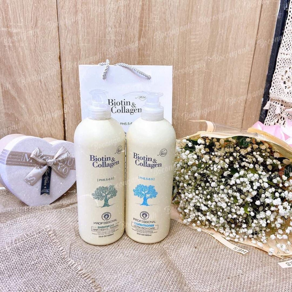 Cặp Dầu Gội Xả Biotin Collagen Trắng 1000ml | Giảm Rụng Tóc,Phục Hồi Tóc Khô Xơ, Hư Tổn ⚜️Hàng Chính Hãng⚜️ | BigBuy360 - bigbuy360.vn