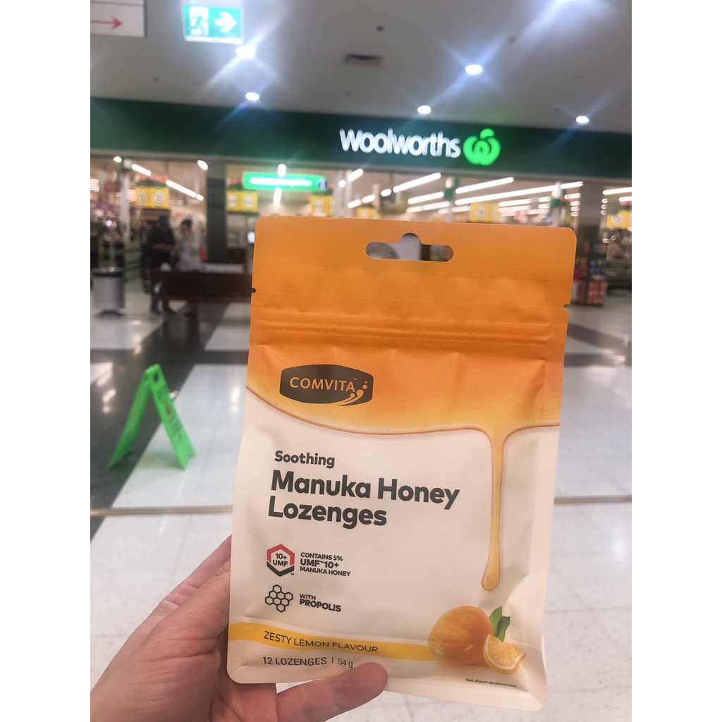( Giảm nhanh đau họng) Kẹo Mật Ong tăng đề kháng Comvita manuka honey lozenges UMF10+ 12v