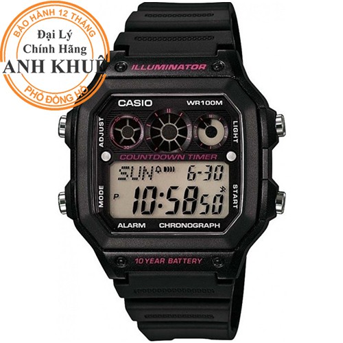 Đồng hồ nam dây nhựa Casio chính hãng Anh Khuê AE-1300WH-1A2VDF