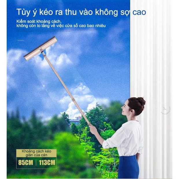 Bộ dụng cụ Cây lau kính nhà cửa chuyên nghiệp tặng bông lau