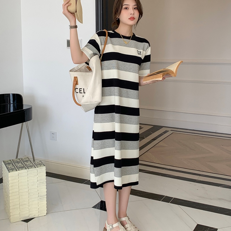 Đầm Dệt Kim Dáng Ôm Họa Tiết Kẻ Sọc Thời Trang Mùa Hè Cho Nữ