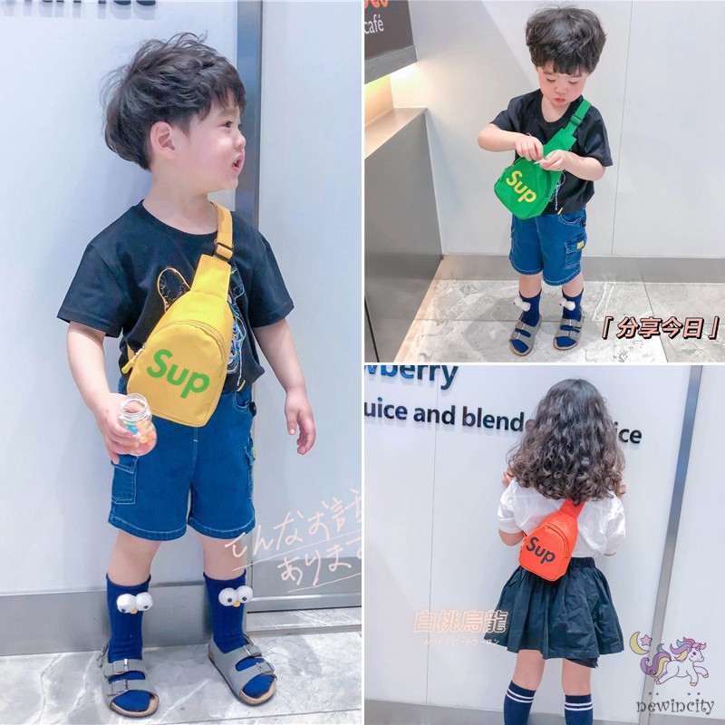 Túi Bao Tử Đeo Chéo Ngực In Chữ Phong Cách Hàn Quốc Xinh Xắn Cho Bé