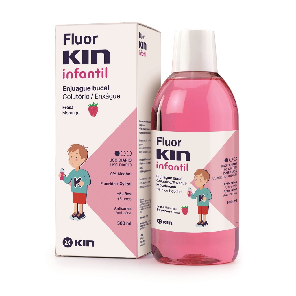 Nước súc miệng FLUOR KIN CHILDREN INFANTIL ngừa sâu răng cho trẻ em từ 5 tuổi 500ml