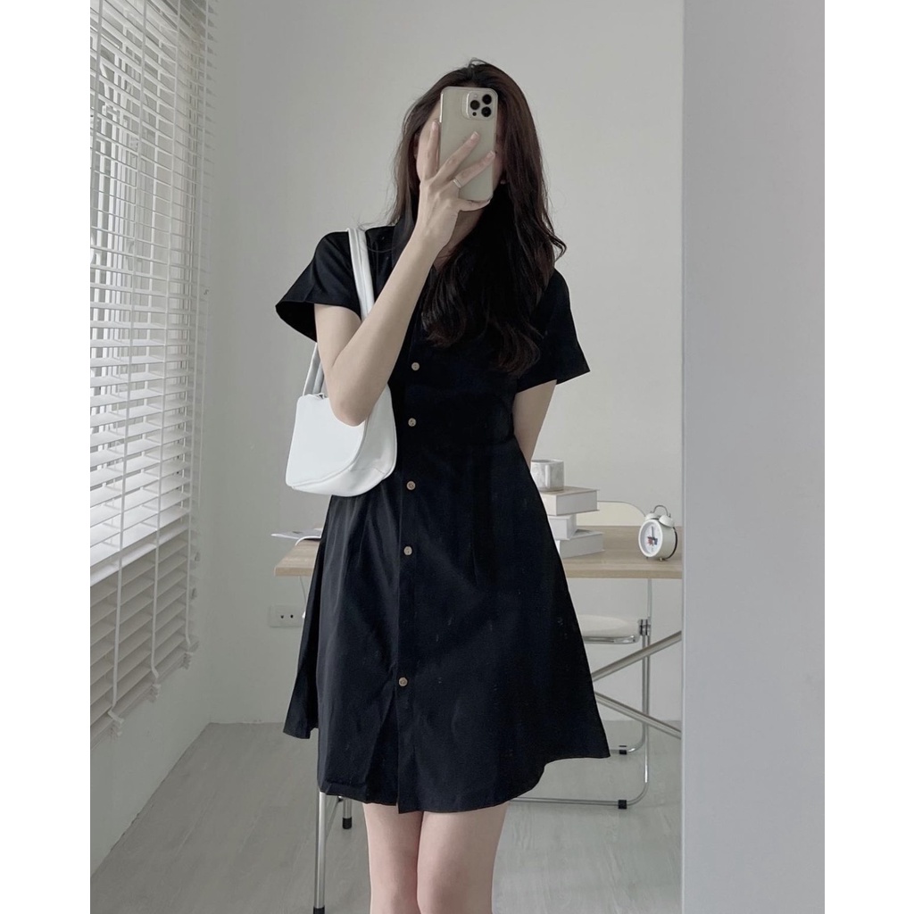 Váy sơ mi dáng chữ A cổ đức có chun sau 6789Somicoduccuccaichunsau222