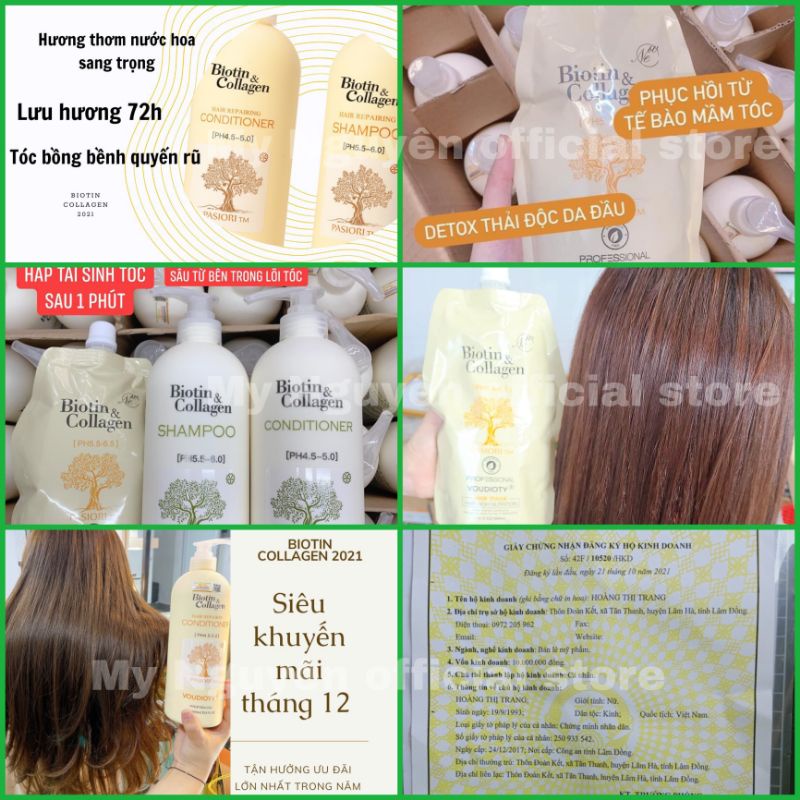 Dầu Gội Xả Biotin Collagen chính hãng chống rụng tóc, Kích Mọc Tóc, Phục Hồi Tóc Khô Xơ mẫu mới nhất cặp 500ml - 1000ml