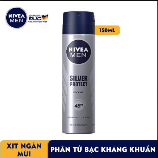 Xịt ngăn mùi nam Nivea Men Silver Protect 48h anti-perspirant spray 150ml (Thái Lan)