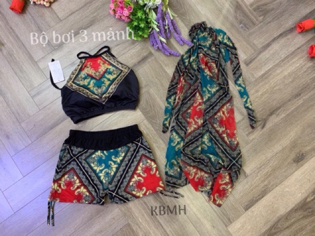 Set bộ bơi 3 chi tiết thổ cẩm cho nữ | BigBuy360 - bigbuy360.vn