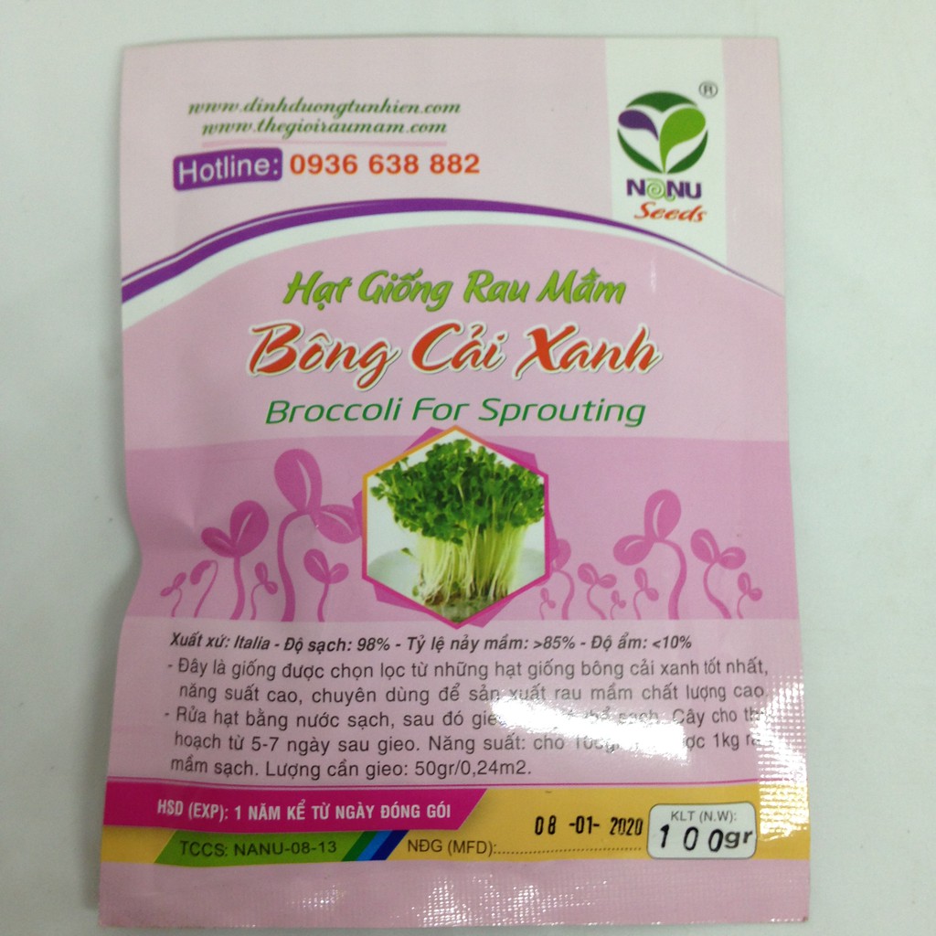 Hạt giống rau mầm bông cải xanh -100gr_ Thế Giới Rau Mầm _ thegioiraumam.com