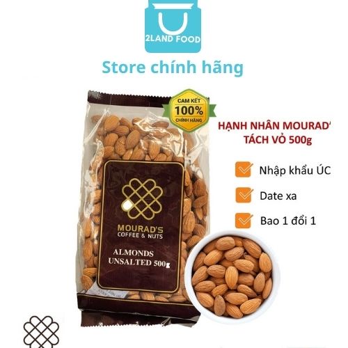 HẠNH NHÂN TÁCH VỎ ÚC MOURAD'S - ALMONDS UNSALTED - TÚI 500G