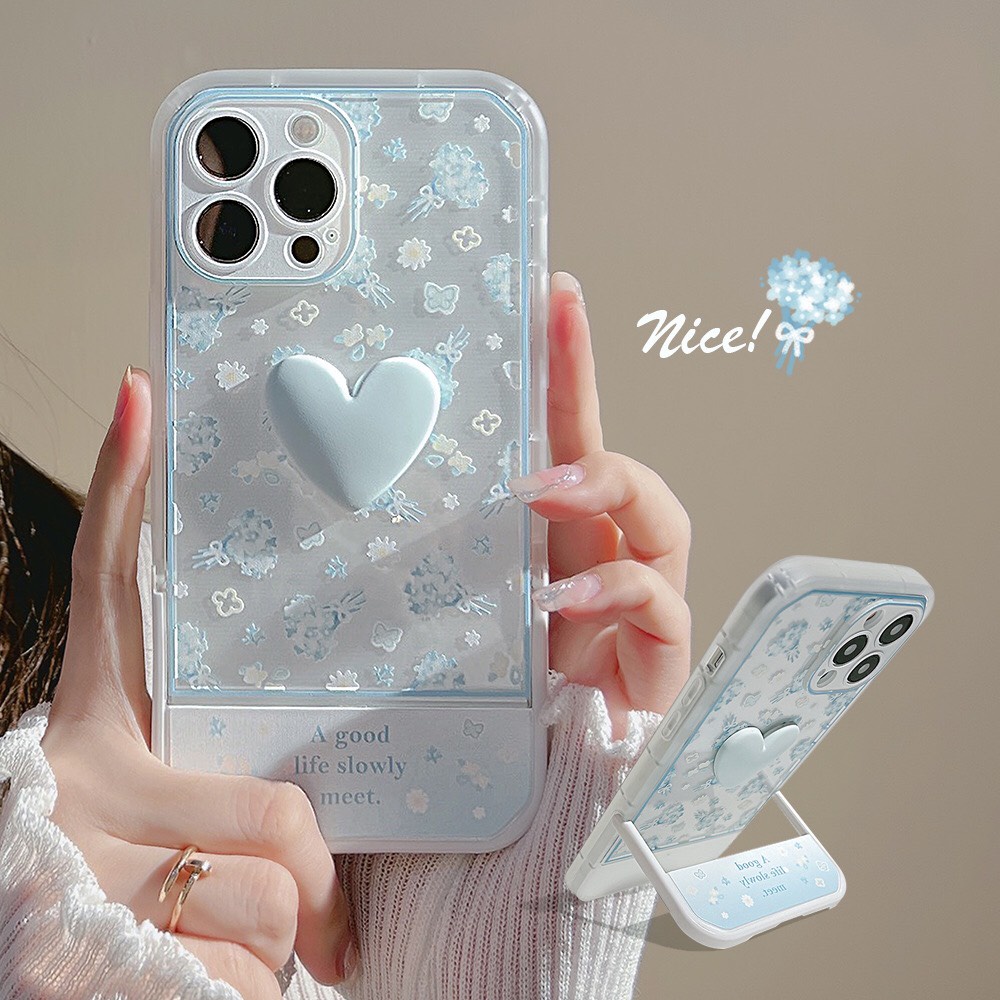 Ốp lưng iPhone hoa trái tim có giá đỡ 13/13promax/12/12pro/12promax/11/11promax/X/Xs/Xsmax/7plus/8plus
