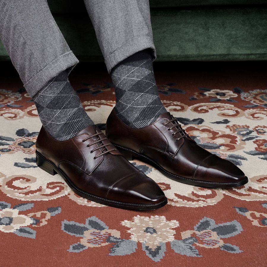 Giày Tây LAFORCE Buộc Dây Màu Nâu GNLA21021-N Tặng Tất Nam Cao Cấp