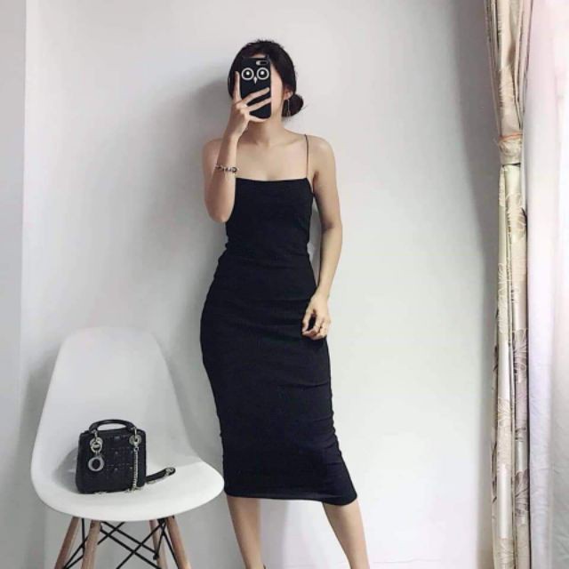 Váy body 2 dây sợi bún, đầm ôm body siêu tôn dáng sexy, vải co giãn, mặc đi chơi, dự tiệc siêu xinh VAY007