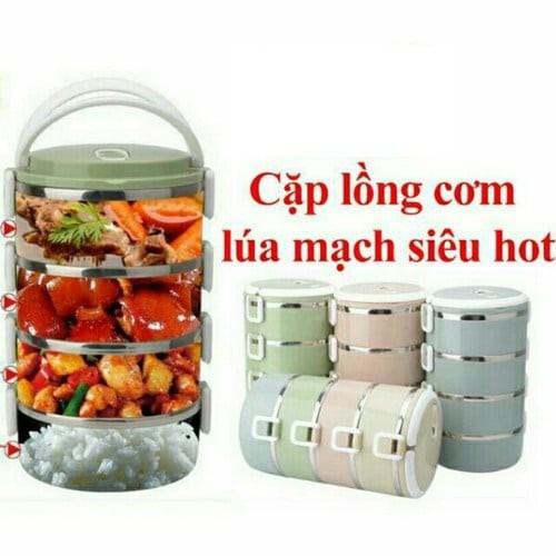 HỘP ĐỰNG CƠM VĂN PHÒNG LÕI INOX GIỮ NHIỆT 4 NGĂN [CẶP LỒNG] (HOT)