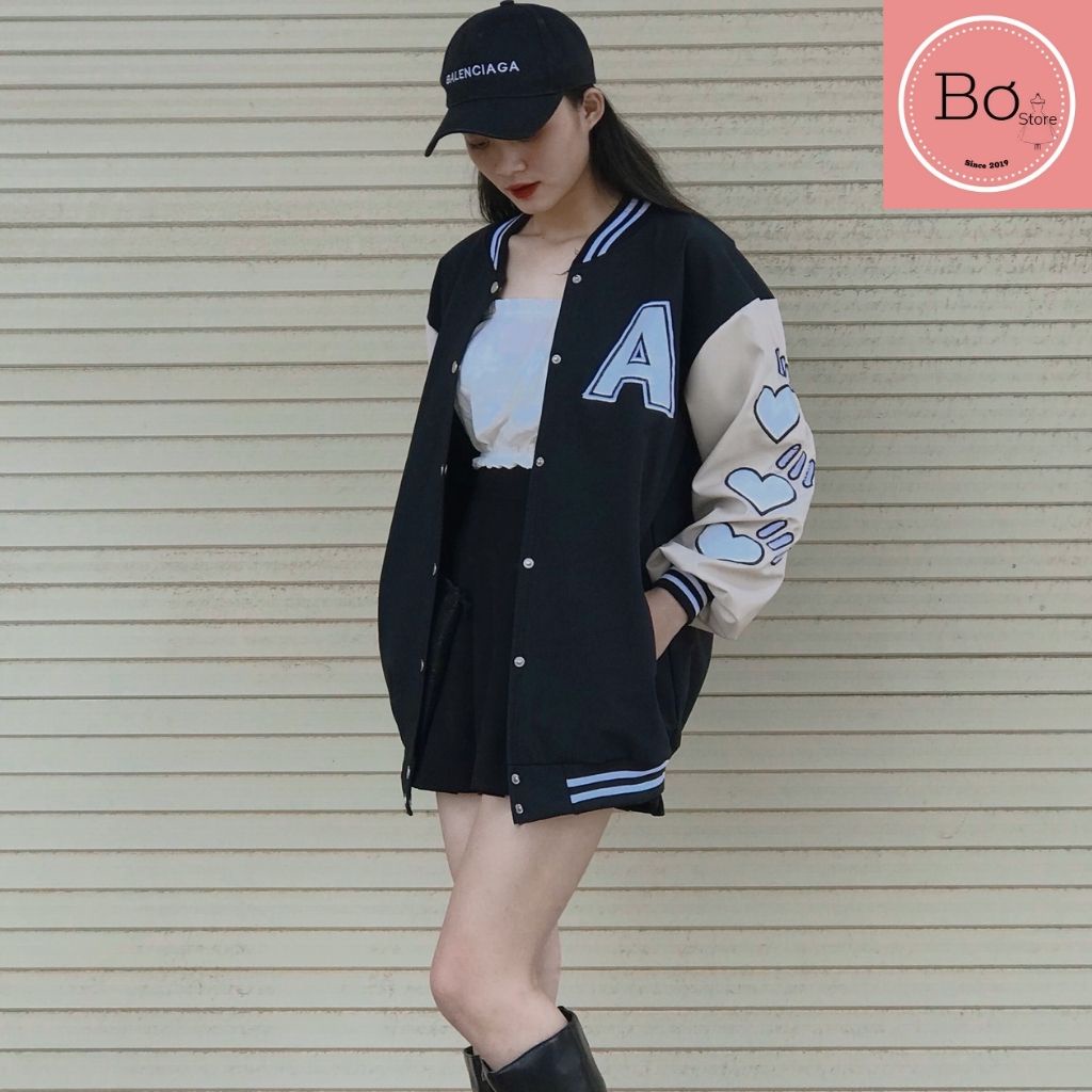 Áo Khoác Bomber Nam Nữ 2 Lớp Phối Tay Chữ A - Chất Kaki Dày Dặn Form Rộng Hottrend Bơ Store