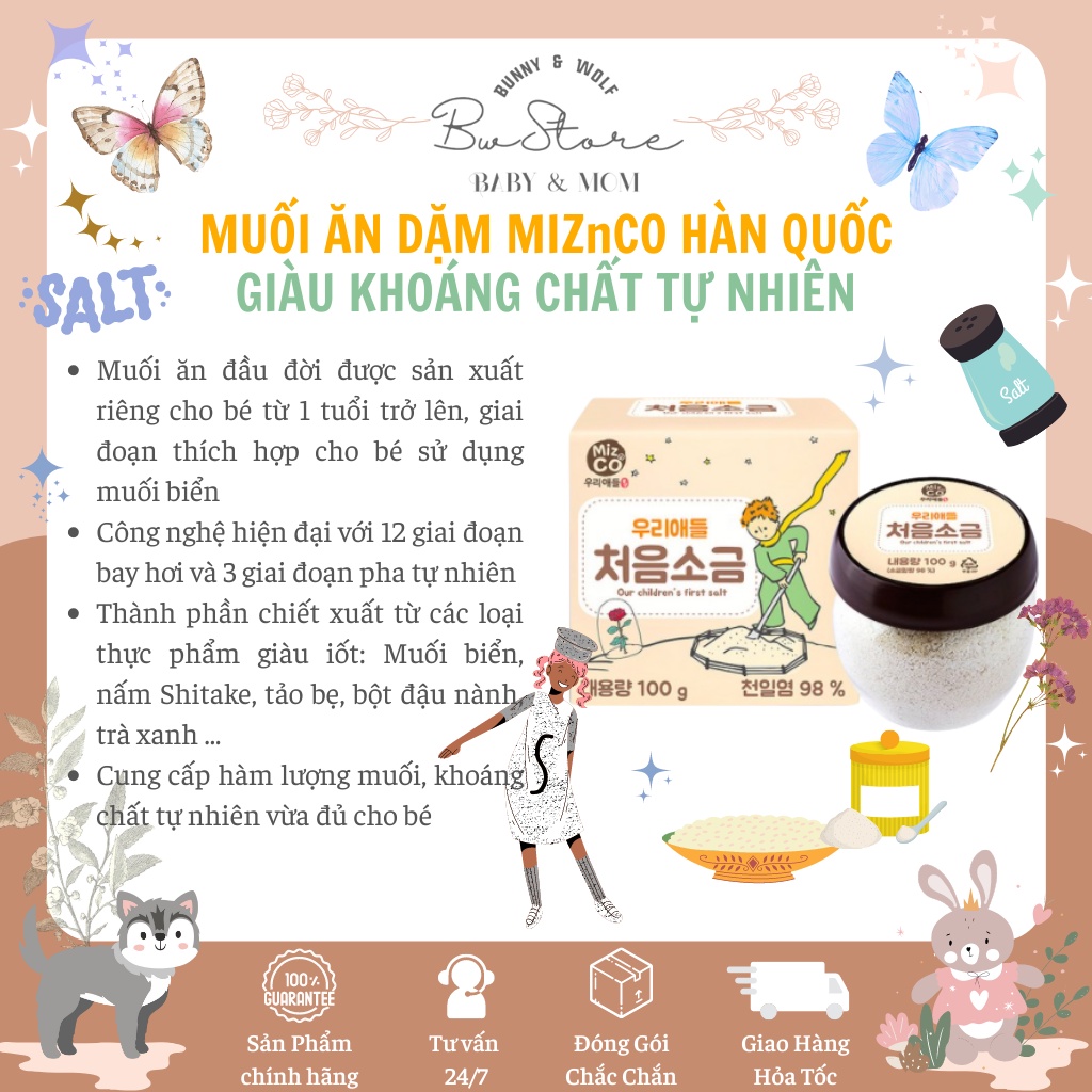 [Hàng Air - Cam kết chính hãng] Muối Ăn Dặm Giàu Khoáng Chất Tự Nhiên MiznCo Hàn Quốc cho bé từ 1y