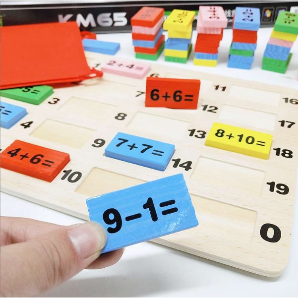 Đồ chơi Domino toán học gồm 100 chi tiết bằng gỗ - bộ đồ chơi thông minh bằng gỗ an toàn giúp bé tư duy